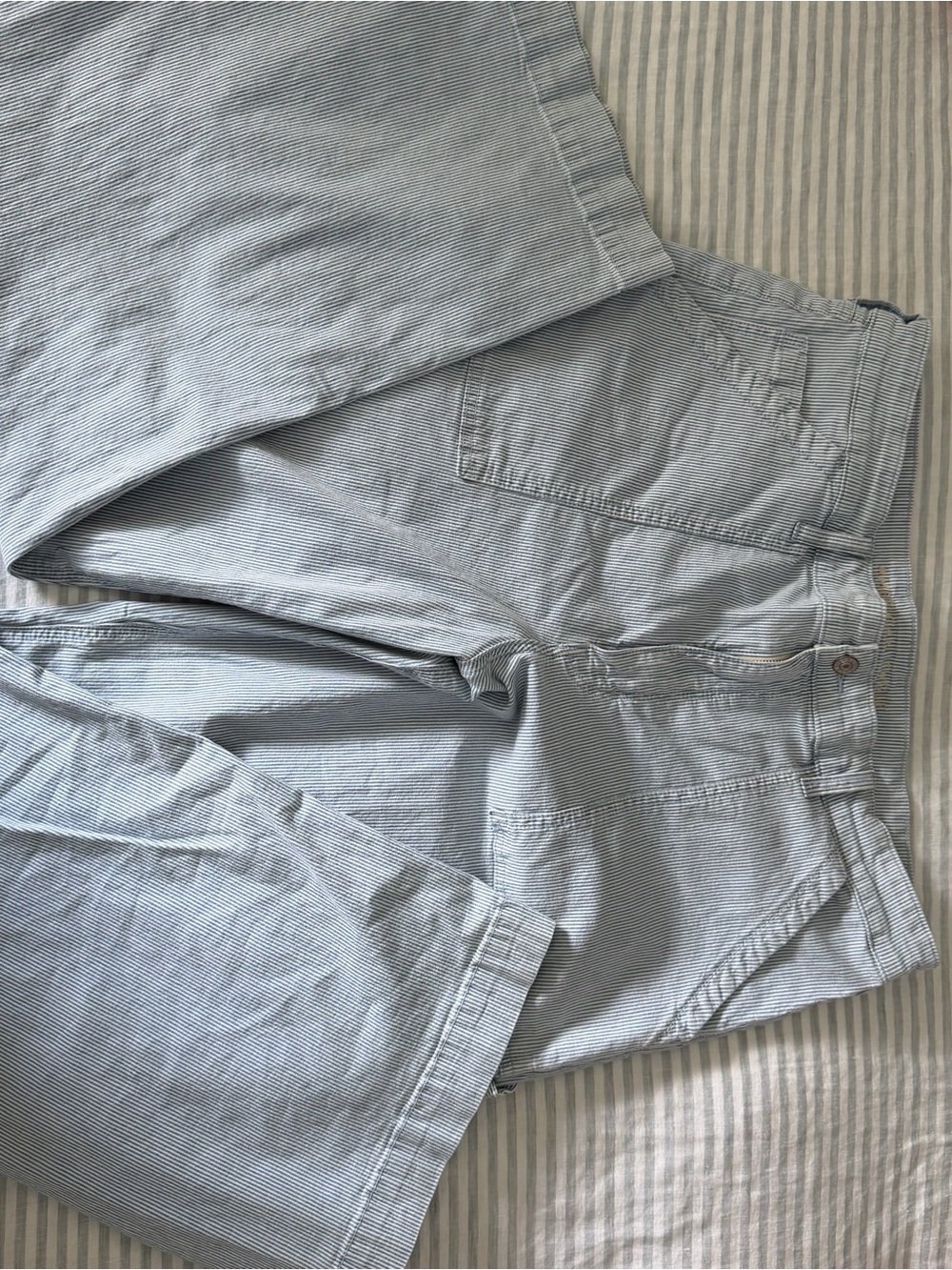 American Eagle Outfitters Light Blue Striped Wide-Leg Jeans